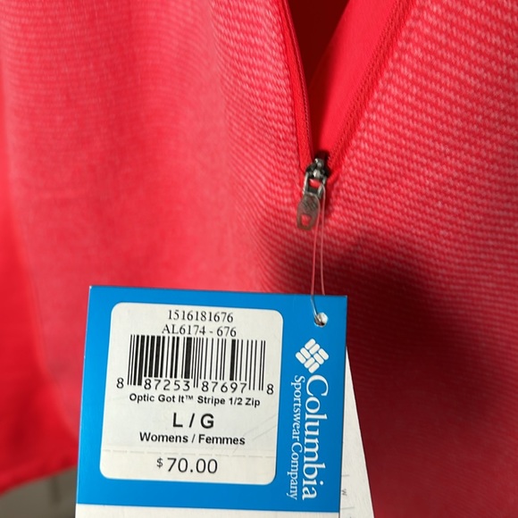 NWT Columbia Pullover Colorblock Pink 1/2 Zip Light Weight Size L - Picture 7 of 7